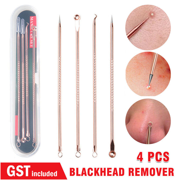 4pcs Blackhead Remover Tool Pimple Popper Pore Blemish Comedone Acne Cleaner