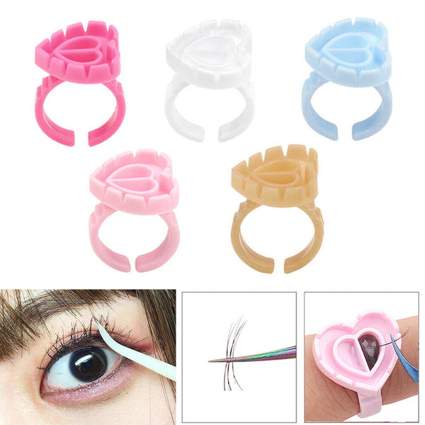 100-500PCS Heart Eyelash Extension Glue Ring Holder Eyelash Disposable Glue Cup