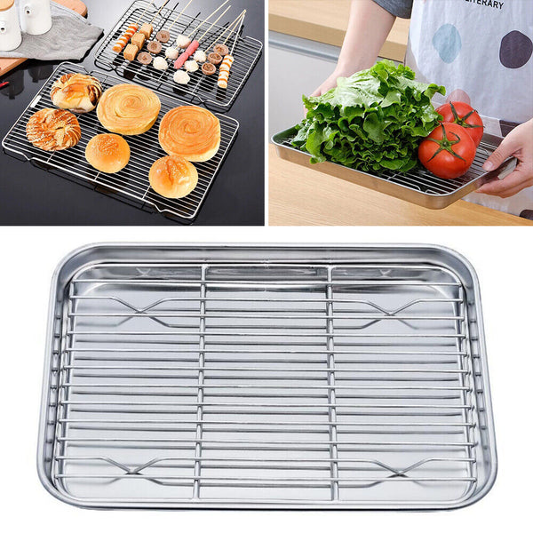 Stainless Steel Baking Tray Oven Pan with Cooling Rack Oven Tray Rack40*30*2.5cm