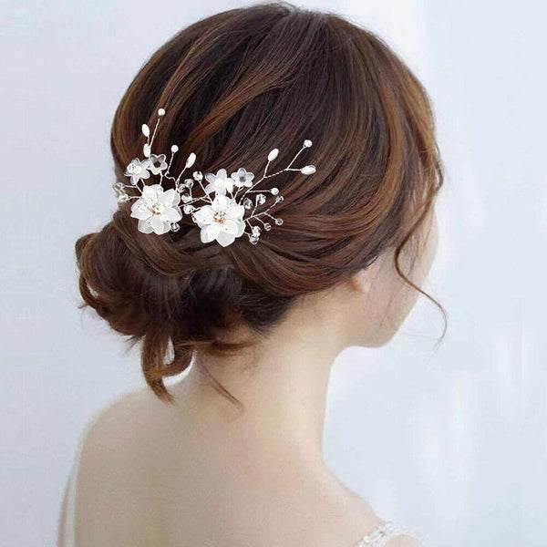 Bridal Wedding Flower Clips Hair Pins Bridesmaid Crystal Hair Pearls Accessories