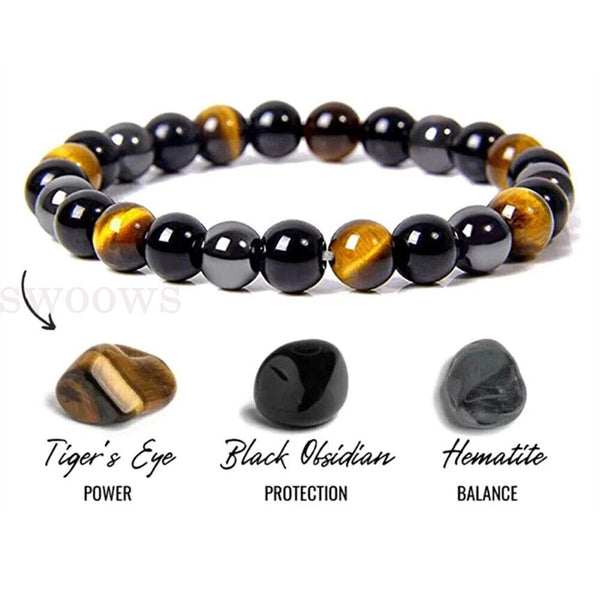 New Women Men's Natural Stone Tigers Eye Jewellery Wristband Bracelet For Couple