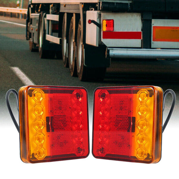 2Pcs 12/24v LED truck Trailer Lights Rear Tail Lights Square Tail Stop lamp