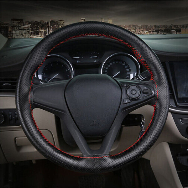 Leather DIY Car Steering Wheel Cover Breathable Anti-slip Universal 38cm AUS