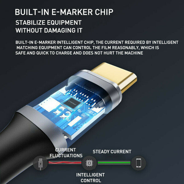 USB-C To USB-C 3.1 Gen 2 Cable Fast Charging 10Gbps 4K 100W Video Data Transfer