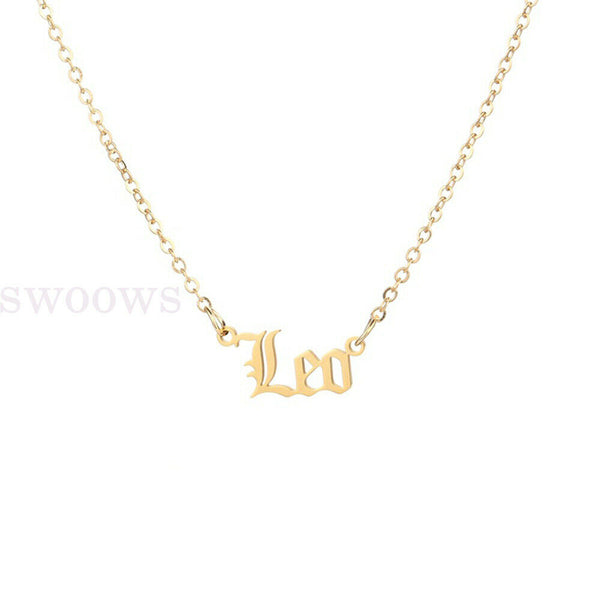 Horoscope Zodiac Star Sign Pendant Old English Necklace Gold Jewellery Chain