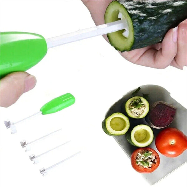 4PCS Kitchen Vegetable Corer Spiral Cutter Digging Device Fruits Hole Digger