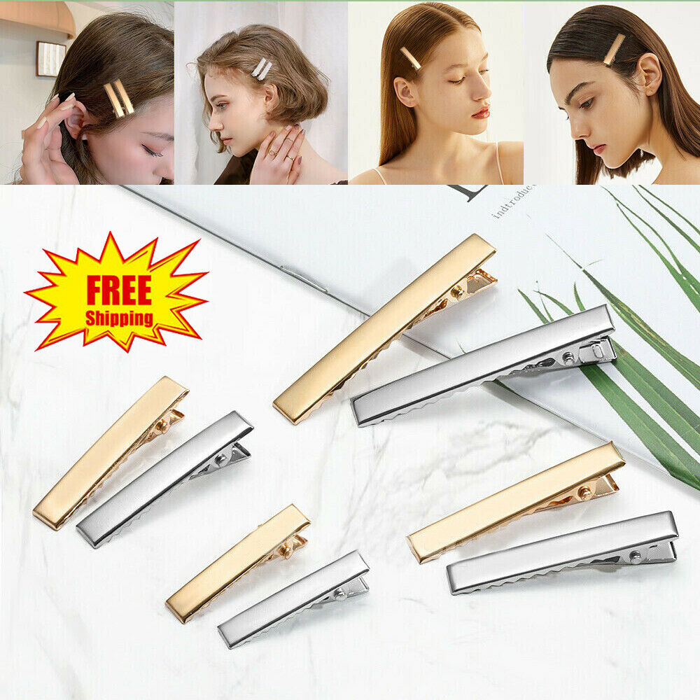 UP 100x DIY Hair Clips Blank Alligator Silver Gold Metal Accessories Kids Women