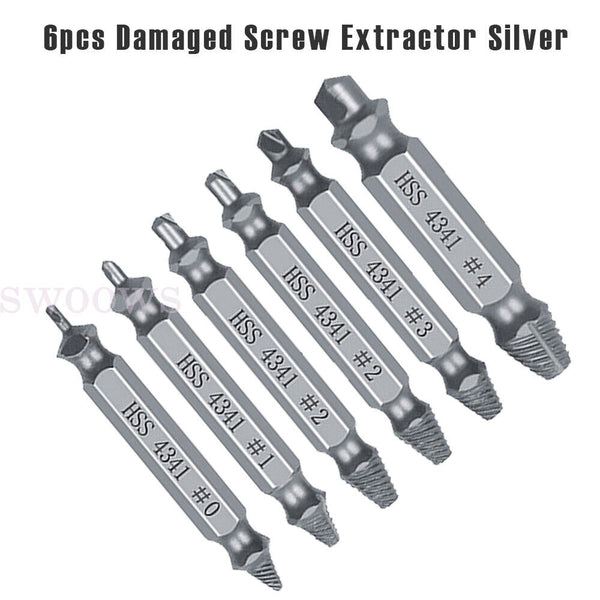 6pcs Damaged Screw Extractor Speed Out Drill Bits Tool Set Broken Bolt Remover