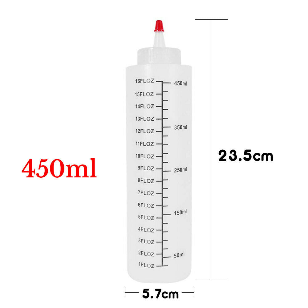 6pcs 250/450ML Sauce Bottle Measuring Squeeze Crafts Bottle Condiment Dispenser