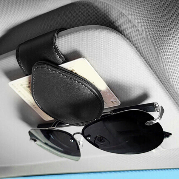 PU Leather Car Sunglasses Holder Eye Glasses Ticket Card Clip Holder Organizer