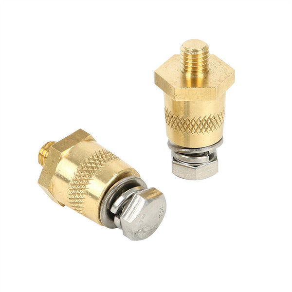 2pcs M8 Battery Terminal Connector Brass Tone Post Adapter/Stud Screws Nuts AU