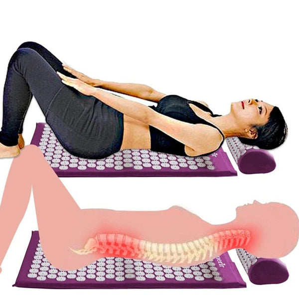 Yoga Massage Acupressure Mat & Pillow Body Foot Relax Cut Pain Stress Lying Mats