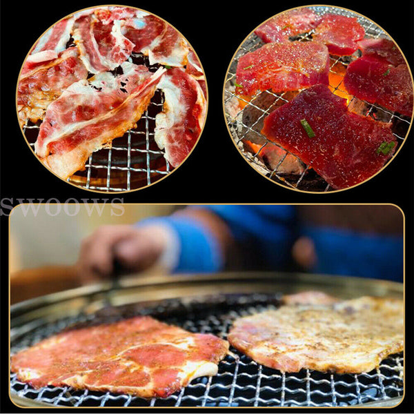 3pcs BBQ Steel Grill Mesh Fish Meat Round Net Barbecue Camping Outdoor Mat Pad