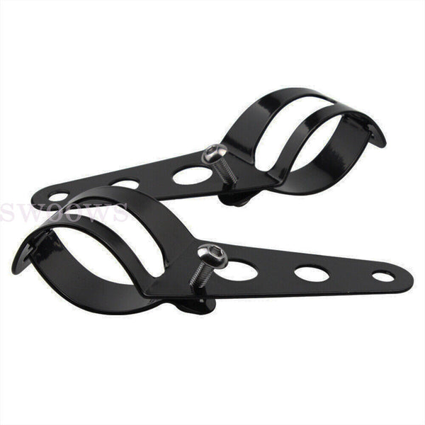 1 Pair Black New Headlight Bracket Mount Clamp Black Steel 39mm-51mm  fork