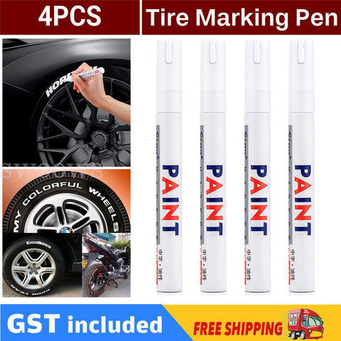 4x Waterproof White Paint Pens Permanent Marker Pen For Car Rubber Tyre Tire