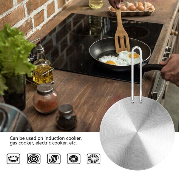 20cm Stainless Steel Induction Plate Cook Top Converter Heat Interface Disc AU