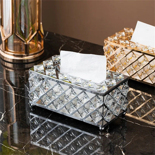 Crystal Facial Tissue Box Cover Paper Storage Holder Napkin Dispenser Organizer