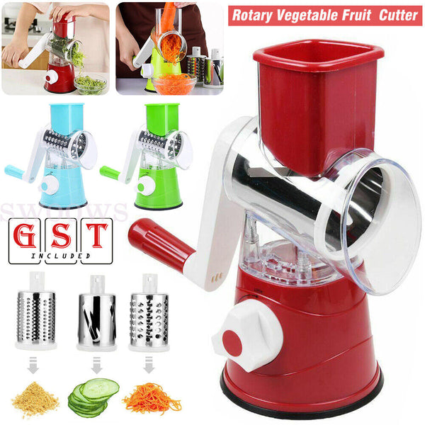 Kitchen Vegetable Fruit Slicer Cutter Shredder Food Manual Rotary Grater Chopper