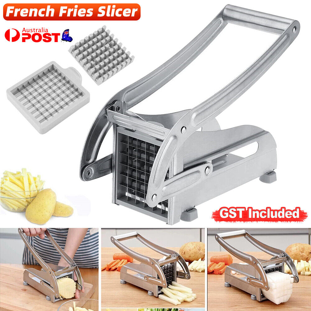 Stainless French Fries Slicer Potato Chip Cutter Chipper Chopper Maker +2 Blades