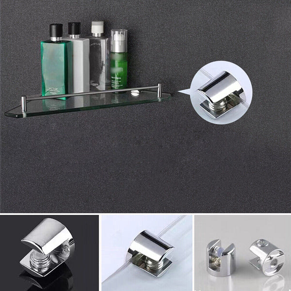 12Pcs Glass Shelf Support Clamp Brackets Clip Chrome Shelves Clip Tool 6-8mm