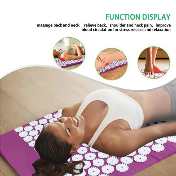 Yoga Massage Acupressure Mat & Pillow Body Foot Relax Cut Pain Stress Lying Mats