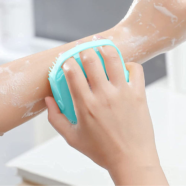 Pet Massage Bath Brush For Dog Cat Shampoo Dispenser Silicone Scrubber Wash Tool