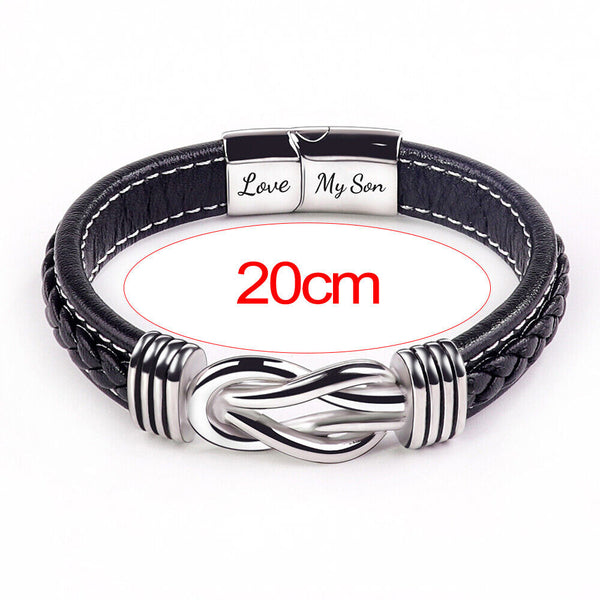 1/2x Mother And Son Forever Linked Together Braided Leather Bracelet AU