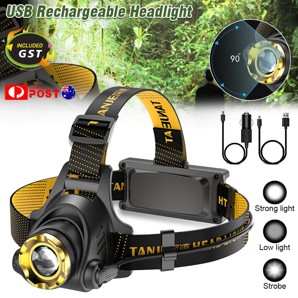 12000000lm Head Torch USB Rechargeable Headlight Lamp Flashlight LED Headlamp AU