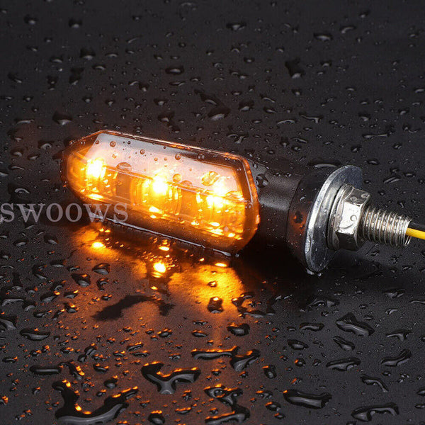 4X Motorcycle Indicators Bike LED Blinkers Turn Signal Light Amber Universal