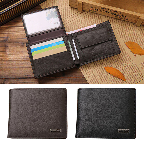 1/2PCS Mens Leather Wallet Cowhide Coin Purse Wallet Multiple Card Slots New AU