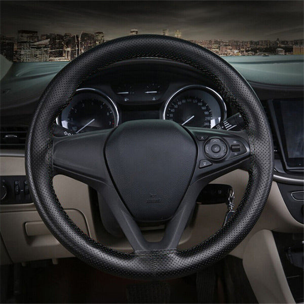 38cm PU Leather DIY Car Steering Wheel Cover Breathable Anti-slip Universal