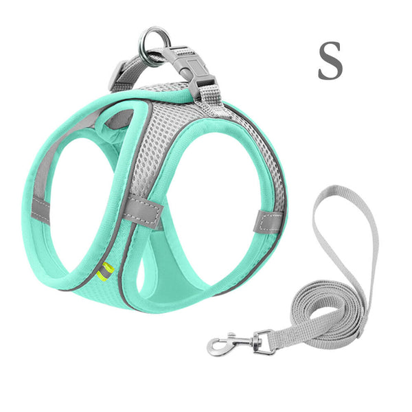 Reflective Dog Harness Adjustable Breathable Outdoor Collars Strap Pet Cat Leash