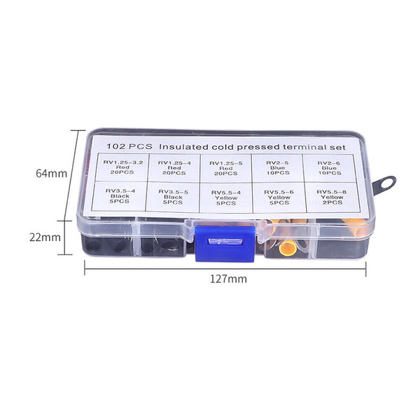 102Pcs Terminal Electrical Crimp Connector Kit Insulated Wire Terminals Lug