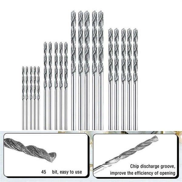 20pcs Diamond Drill Bit Set 4 Sizes 1mm 1.5mm 2mm 2.5mm Twist Tip Jewelry