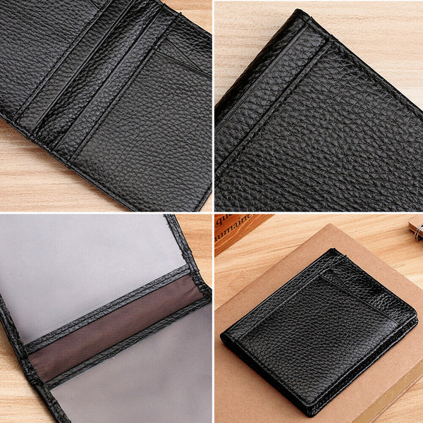 Mens Slim RFID Blocking Bifold Wallet Minimalist Black Credit Card Holder Pouch