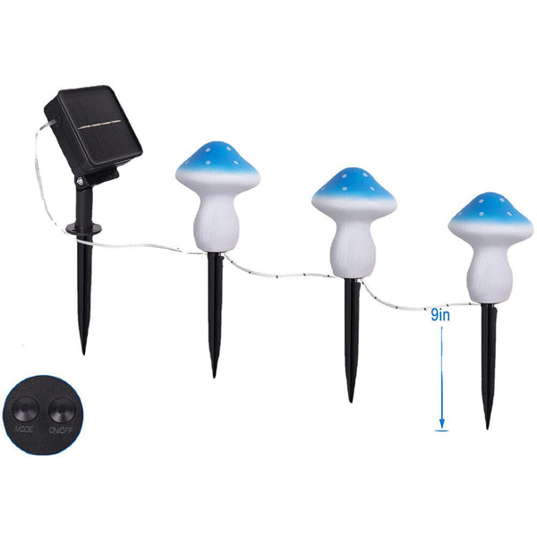 Solar Mushroom Fairy String Lights LED Outdoor Garden Ornament Statues Yard Deco