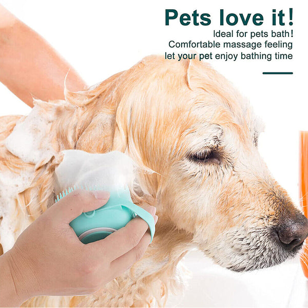 Pet Massage Bath Brush For Dog Cat Shampoo Dispenser Silicone Scrubber Wash Tool