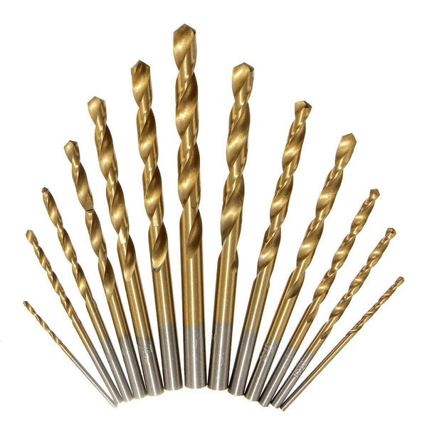 13pcs High Speed M2 Steel Drill Bit Set HSS Titanium Nitride Coating Kit AU NEW