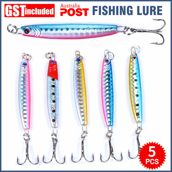 5X Fishing Lure Metal Slice Spoon Spinner Slugs Tackle Mackerel Tailor Lures AU