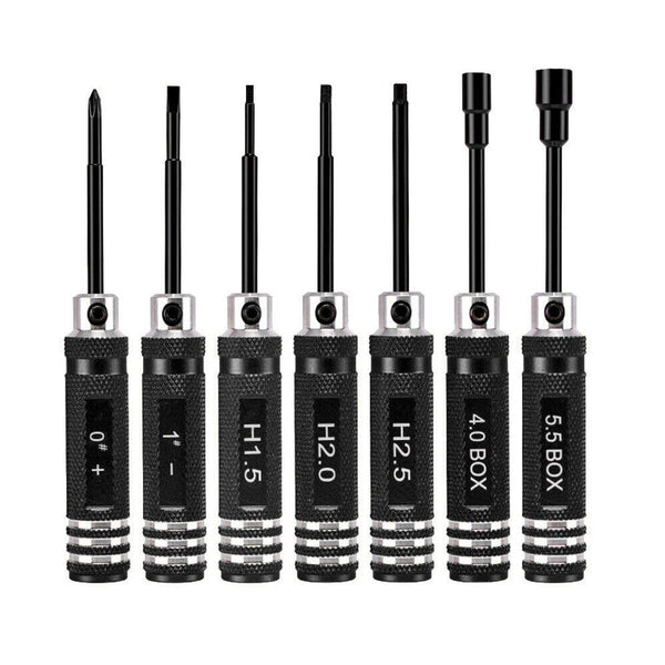 7 Pieces Screwdriver Set RC Tool Steel Kit for RC Model Car Helicopter Black