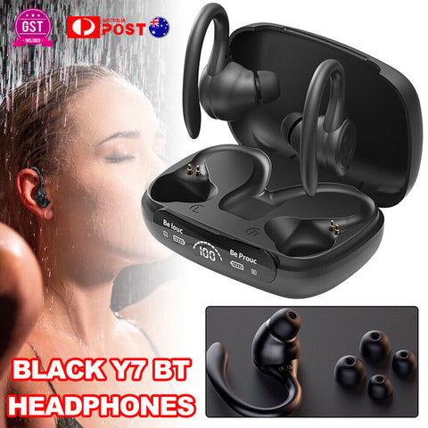 Wireless Bluetooth Earphones Headphones Sport Gym Earbuds with Mic Sweatproof +