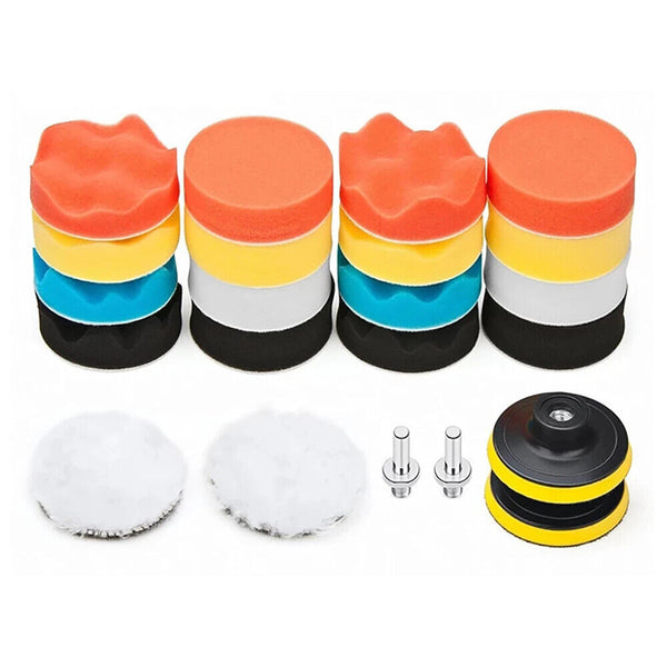 22pcs 3" Polishing Pads Buffing Waxing Pad Polisher Drill Sponge Kit Set For Car