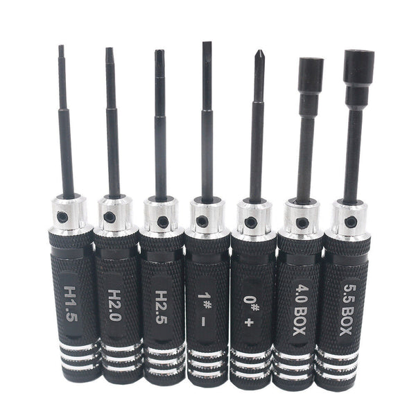 7 Pieces Screwdriver Set RC Tool Steel Kit for RC Model Car Helicopter Black