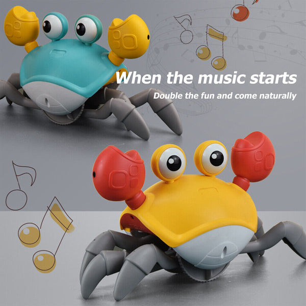 Electric Music Crawling Crab Baby Toy LED Light Up Kids Toddler Interactive Toys