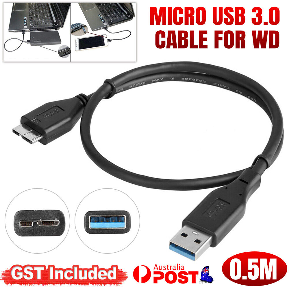 2x Micro USB 3.0 Cable Cord For Toshiba Seagate WD External Hard Drive HDD