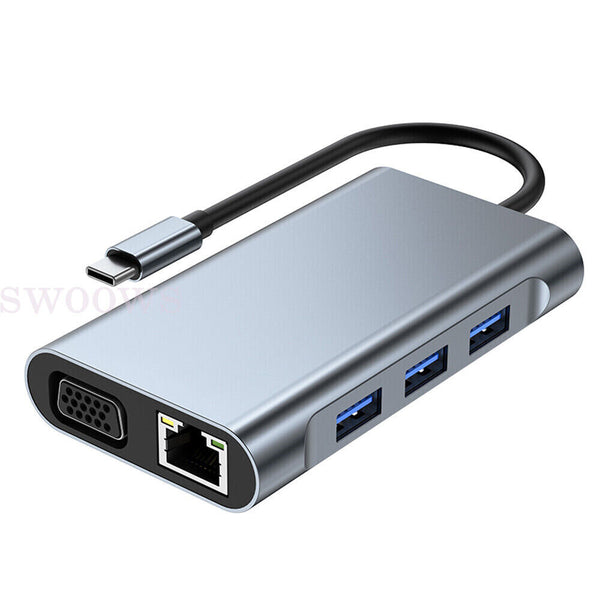 USB C To Dual HDMI Adapter USB C Docking Station 8 In 1 Triple Display USB C