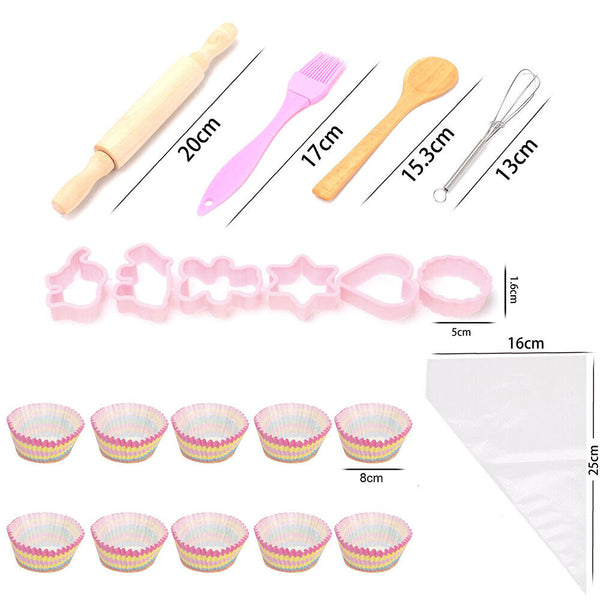 26PCS Kids Cooking Baking Set Chef Role Play For Toddler Boys And Girls Ages 3+