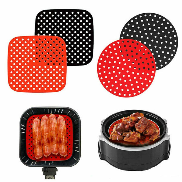 Square/Round Reusable Air Fryer Liners Non-Stick Silicone Air Fryer Basket Mat