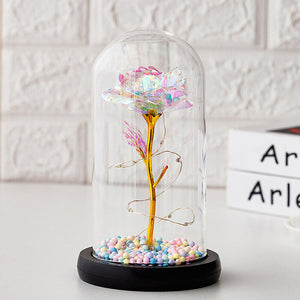 Rose in Glass Forever Wedding Gift Night Light Flower Dome Eternal Valentine