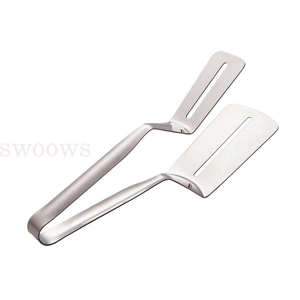 Stainless Steel Tongs Clip Kitchen Bread Steak Clamp Food BBQ Pizza Spatula New